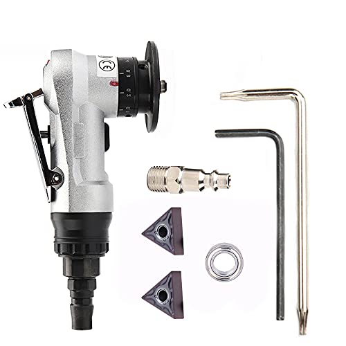 SI FANG Mini 45° Pneumatic Chamfering Machine Set with 2Pc Replaceable Precision Blade and Bearing, Manual Linear Chamfering Tool with 1/4" Air Inlet, for Metal Burr Trimming & Arc Corner Deburring mini Chamfering Machine kit