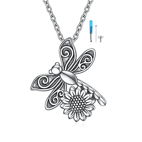 YFN Dragonfly Urn Necklace for Ashes Sterling Silver - Memorial Ashes Cremation Pendant Mourning Keepsake Gifts for Loss of a Loved One