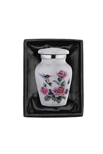 BOLD & DIVINE Beautiful Beautiful Hummingbird Small keepsake Urns | For Human and Pet Ashes | With Velvet Bag & Funnel - 1 Quantity Pearl White 4 Pieces