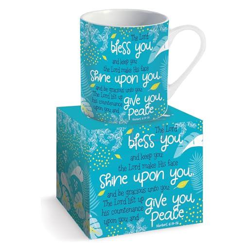 Christian Mug with Gift Box, Bless You (Teal), Bible Verse Numbers 6:24-26
