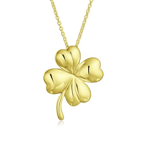 Lucky Charm Clover Pendant Stud Earrings Jewelry Set Gold Sterling Silver Gold-Tone