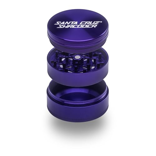 Santa Cruz Shredder Metal Herb Grinder Knurled Top for Stronger Grip 3-Piece Large 2.7" (Purple) Purple