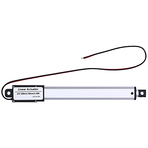 DC 12V Linear Actuator 100mm Stroke High Speed Electric Mini Linear Motion Actuator with Internal Limit Switch Low Noise 20N Thrust 30mm/s for Industrial Agricultural Machinery Lifting