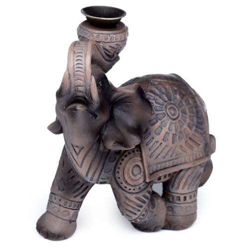 Puckator Peace of the East Wood Effect Elephant Backflow Incense Burner - Home Zen Meditation Decor Accessories - Incense Waterfall Cone Burner - Spiritual Feng Shui Gothic Goth Relaxation Gifts Gift