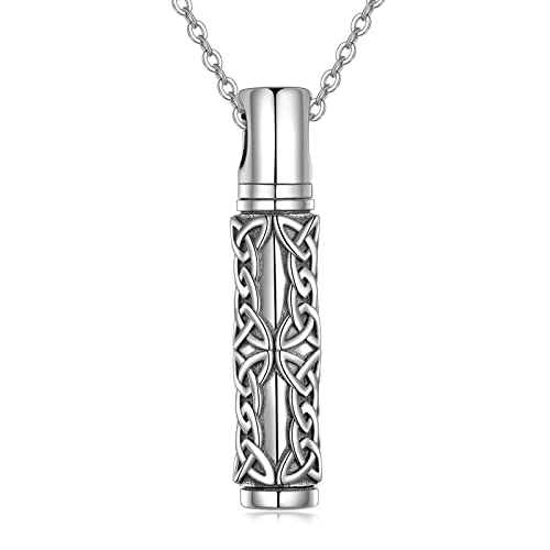 ONEFINITY Urn Necklace for Ashes 925 Sterling Silver Ashes Pendant Necklace Keepsake Cremation Memorial Jewellery Gift for Women Men Celtic Knot