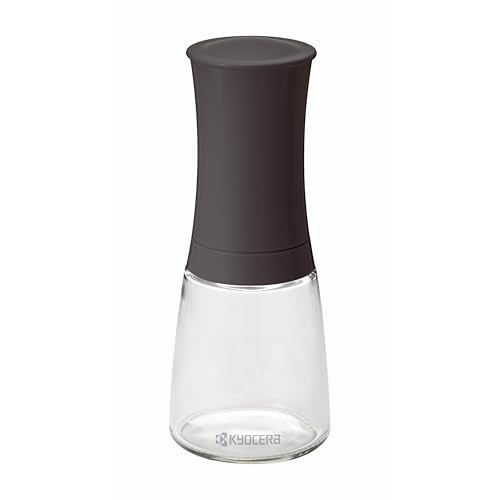 Kyocera CM-20C SF Seed Grinder with Ceramic Grinder, Adjustable coarse to fine, Glass Container, Brown