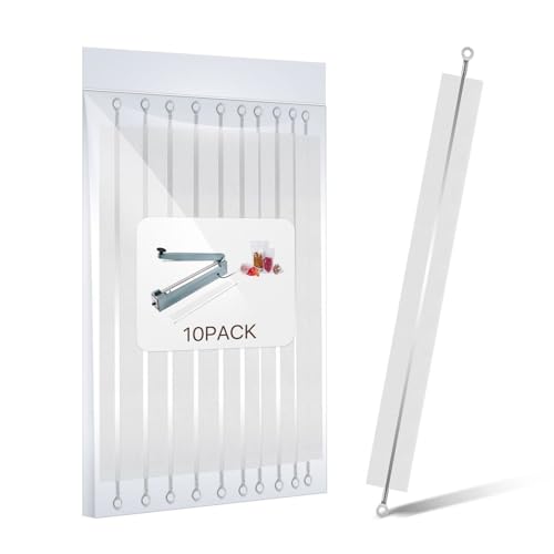 Flexzion Impulse Sealer Replacement Parts 10-Piece Impulse Sealer Parts with Heat-Resistant Fabric Strips for 600W 16-inch Heat Sealers, PTFE & Heat Seal Strips, Sealer Element Grip Replacement Kit 16 inch- 10 Pack
