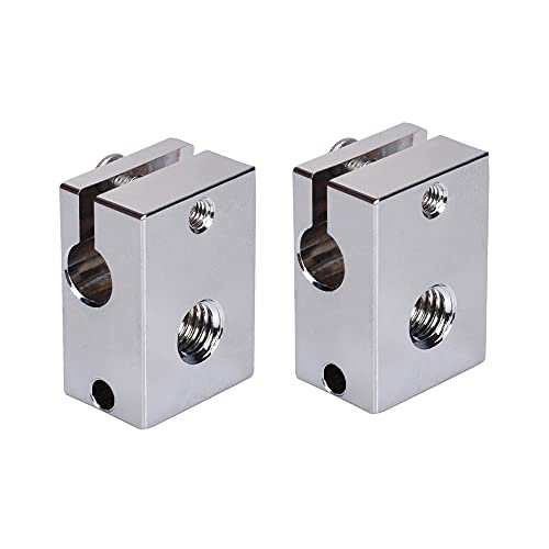 2PCS PT100 V6 Heater Block Plated Copper with Silicone Sock for V6 Hotend,Titan Dual Driver Extruder,V6 heatbreak,Prusa i3 MK3/MK3S hotend.(2PCS)