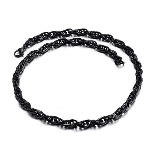 45-71CM Trendy Chain Necklace for Women Men Stainless Steel 5mm/6.5mm Singapore Chain Black-5mm 18.0 Inches
