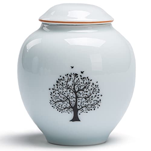 Small Urn for Human Ashes Keepsake,for Adult/Pet, Ceramic,Tree of Life Tree of Life