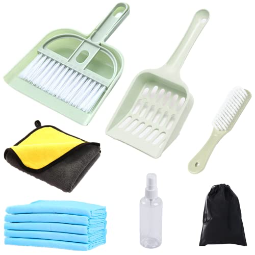 8PCS Cleaning Set for Small Animal Cage Small Pet Dustpan & Mini Broom Set