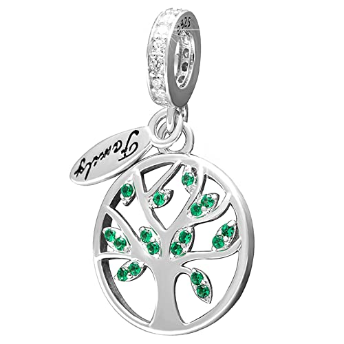 GLOWDAS Family Charms fit European Moments Bracelet, 925 Sterling Silver House Home Charms Heart Beads, Tree of Life Charms Necklace Dangle, Gifts for First Mothers Day/Birthday Family Tree Charms Dangle