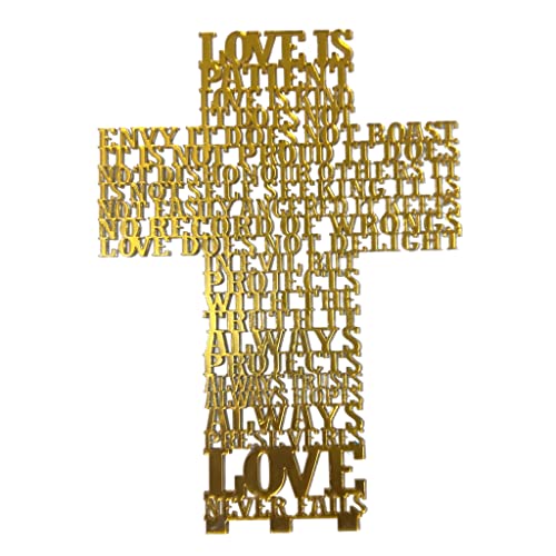 eBoutik – 3D Gold Laser Cut Out Religious Standing Ornament for Home, Church, Passover, Wedding – Christian Religious Prayer Gift for Women & Men - Love Is Patient - 1 Corinthians 13:4–8