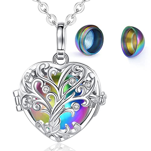 EUDORA Urn Necklace for Ashes Cremation Jewellery for Ashes Necklace Heart Tree of Life Pendant for Ashes Keepsake Necklace Funeral Memorial Gift for Human Pets, 61cm