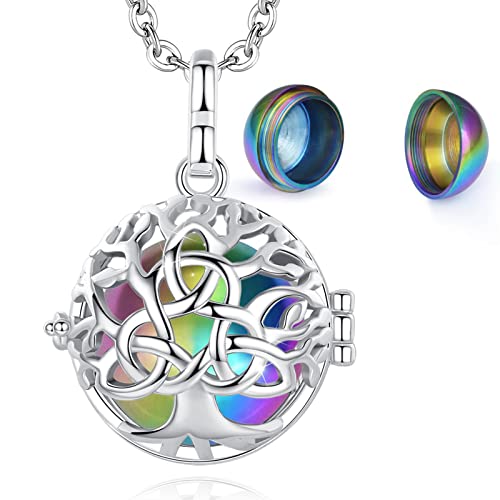 EUDORA Urn Necklace for Ashes Cremation Jewellery for Ashes Necklaces Celtic Knot Tree of Life Pendant for Ashes Keepsake Necklace Funeral Memorial Gift for Human Pets, 61cm