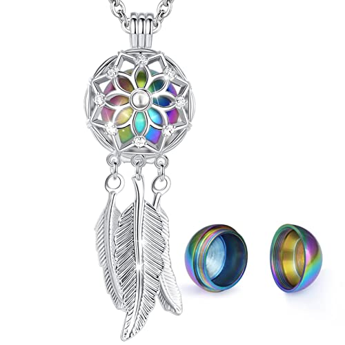 Urn Necklace for Ashes Cremation Jewellery for Ashes Necklaces Dreamcatcher Pendant for Ashes Keepsake Necklace Funeral Memorial Gift for Human Pets, 61cm
