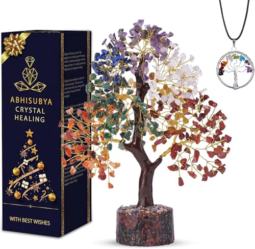 Seven Chakra Crystal Tree - Crystal Gifts - Chakra Tree - Gemstone Tree - Crystal Tree of Life - Bonsai Tree - Birthday Gift for Women - House Warming Gifts New Home - Feng Shui - Money Tree Seven Chakra Tree of Life