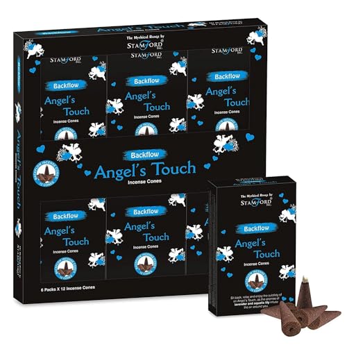 Puckator Stamford Backflow Incense Cones - Angels Touch Scent - Spiritual Incense Cone - Zen Meditation Gifts - Organic Cone Insence - Insense - Mythical - Incense Burner Cones - Scented Cones 12Pcs