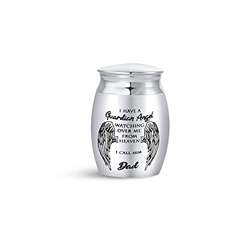 LSxAB I Have A Guardian Angel Cremation Urn for Dad Ashes Stainless Steel Memorial Small Adult Funeral Share Mini Urns Keepsake