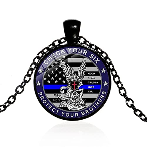 Saint Michael Pendant Necklace for Men Women,The Archangel St Michael Protection Necklace Mens Womens Jewelry Necklace Gift Black Link Chain Religious Necklace 20'' Chain+2'' Extender Come Gift Box