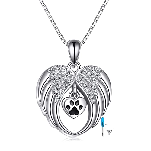 YAFEINI Celtic Knot Urn Necklaces for Ashes Sterling Silver Heart Guardian Angel Wings Urn Necklaces Cremation Memory Jewelry for Women Men Paw urn necklace