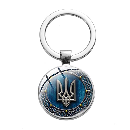 Tryzub Ukrainian Trident Keychain For Men Women,Ukraine Flag Symbol Logo Key Ring for Home Car Keys Attachment,Ukrainian Key Holder Gift, Zinc Alloy Religious Key Chain Organizer Come Gift Box