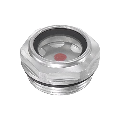 sourcing map Air Compressor Oil Level Gauge Sight Glass M30x1.5mm Male Threaded Aluminum Liquid Indicator Sight Window