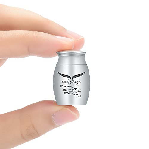 Small Urns Cremation Keepsakes for Ashes- Super Mini Cremation Urns for Human or Pet Ashes Urns Stainless Steel Memorial Ashes Holder Silver
