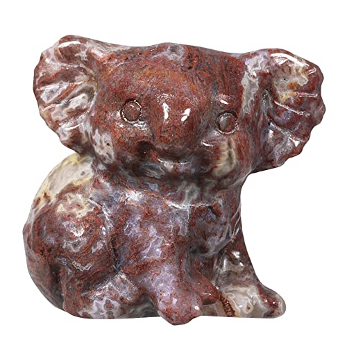 mookaitedecor Healing Koala Crystal Stone Statue for Home Decor #06-green & Red
