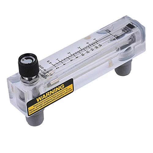 Liquid Flowmeter, LZM-15T Adjustable Panel Type Water Flow Meter with Control Valve, 0.1-1 GPM & 0.5-4 LPM (1/2" External Thread, 1/4" Internal Thread)