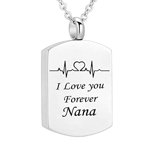 Ashes Necklace, Silver Necklaces with Silver Geometry Electrocardiogram Engraved Necklace Gift for Women and Men Nana