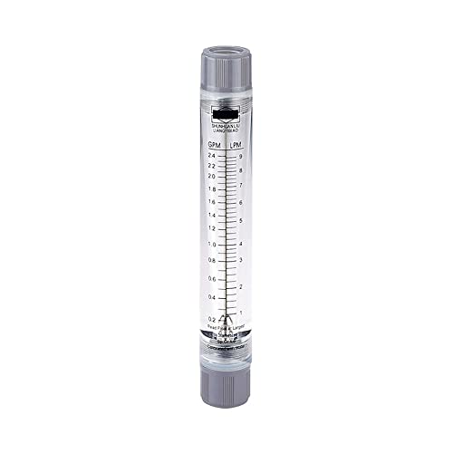 Liquid Flowmeter, LZM-15G Acrylic Tube Type Rotameter, High Accuracy Water Flow Meter, 0.25-2.5 GPM & 1-9 LPM, 1/2" Internal Thread