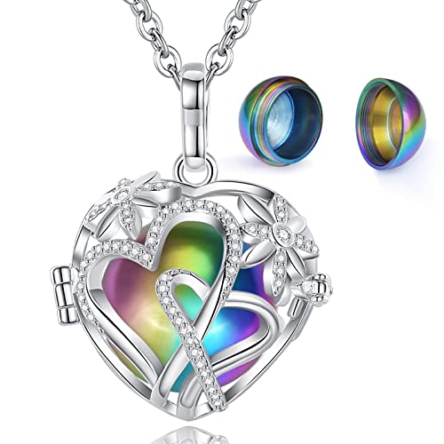 Urn Necklace for Ashes Cremation Jewellery for Ashes Necklace Double Heart Pendant for Ashes Keepsake Necklace Funeral Memorial Gift for Human Pets Ashes, 61cm