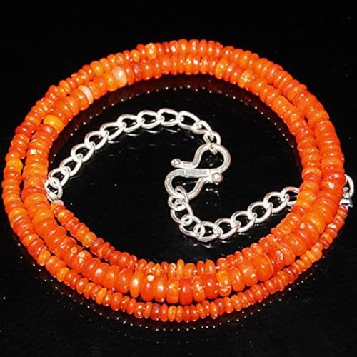 LKBEADS Natural Ethiopian Welo Fire Opal Orange Beads Necklace Size :- 2 to 4 MM ##369