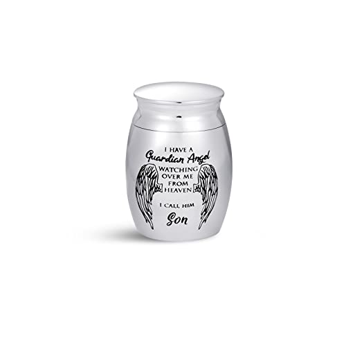 Son Small Cremation Urn for Human Ashes Holder Guardian Angel Mother Father Daddy Memorial Keepsake Holder 10ml Stainless Steel Funeral
