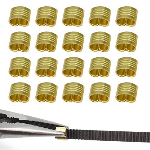 2GT Belt Clamp, Copper Buckle, Durable Wire Cable Connector, 3D Printer Belt Crimps Ends fits for 6mm 3D Printer Belt,20pcs/Pack (Belt Clamp-20pcs) Belt Clamp-20pcs