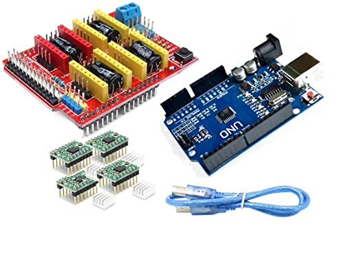 3D Printer Bundle - Development Board + CNC Shield V3 Expansion Board + 4pcs A4988 Stepper Motor Driver with Heat Sink + Cable
