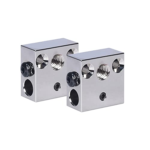 BZ 3D Ender 3 Heater Block,CR-10 Upgrade Plated Copper Heater Block,MK8 High Temperature Heating Block with Silicone Socks for Ender 3/Ender 3 V2/Pro/Ender 5/Plus/CR10/S4/S5 3D Printer Hotend.(2PCS) 2PCS Plated Copper