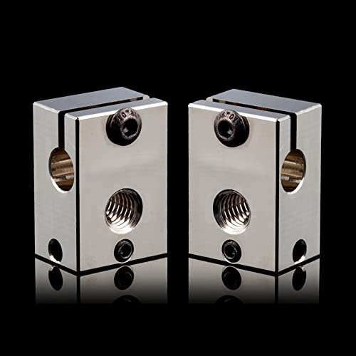 2PCS V6 Plated Copper Heater Block,Prusa i3 MK2,MK2.5,MK3,MK3S+ 500℃ High Temperature PT100 V6 Heating Block With Silicone Socks for V6 Hotend,V6 Heatbreak,Heatsink,V6 Nozzles. 2pcs Plated Copper