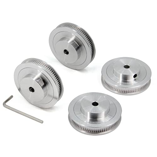 2GT Pulley 80 Teeth 6.35mm Bore 80T Timing Belt Pulley Synchronous Wheel Aluminum for Width 6mm Belt 3D Printers Parts, 4pcs/Pack(Size: 80T-6.35mm Bore)