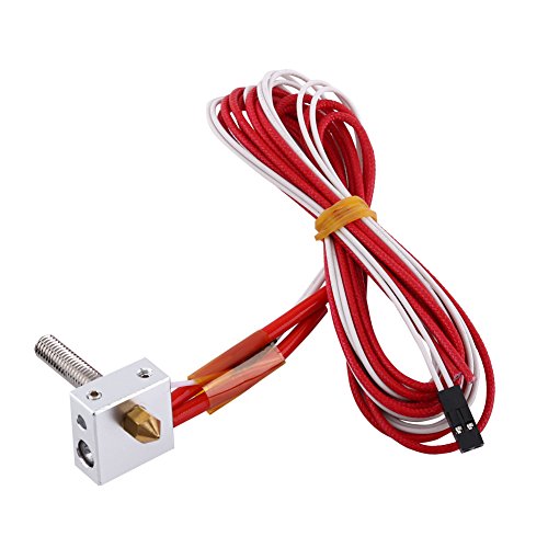 3D Printer Parts Ender MK8 0.02inch Nozzle Extruder Steel Heater Block Assembly Hot End Assembled Compatible with Prusa I3 3D Printer with Line Pipe 30mm and 0.4mm Nozzle