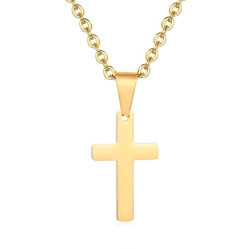 Necklaces for Women Trendy, Women Stainless Steel Cross Pendant Necklaces Gold