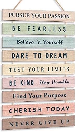 HPUINB Inspirational Quotes Wall Art,Inspirational Wood Sign,Rainbow Motivational Quote Wall Decor for Nursery,Be Kind Positive Phrases Wall Decorations For Kids Bedroom Decor Morandi