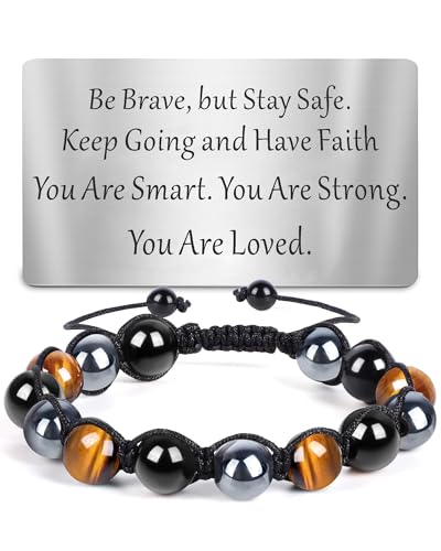 Mens Bracelet - Tiger Eye Obsidian Hematite Beads Gifts for Men Single-row