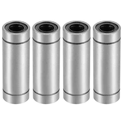HiPicco Linear Ball Bearings, LM8LUU 8mm Bore Longer Linear Motion Bushing Double Side Rubber Sealed Rod Liner Shaft Parts for CNC Machine 3D Printer 4 Pack