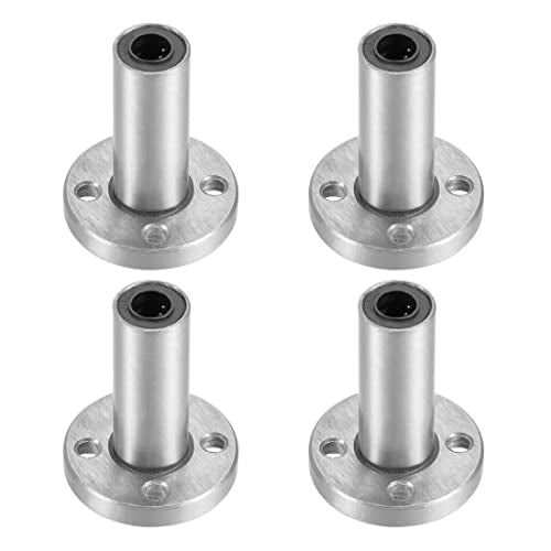 HiPicco Linear Ball Bearings, LM6LUU 6mm Extra Long Round Flange Linear Motion Bushing Double Side Rubber Sealed for 6mm Linear Shaft CNC Machine 3D Printer 4 Pack