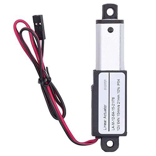 Mini Electric Linear Actuator 12V, 64N 15mm/s Small Linear Actuator with Mounting Brackets, IP54 Waterproof Motion Actuator for Home Automation (21mm) 21mm