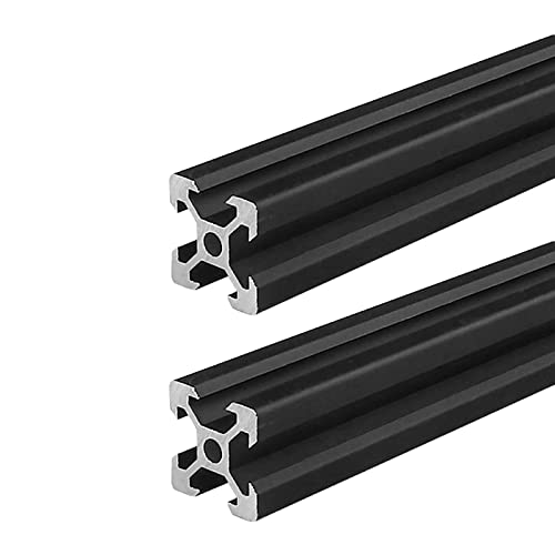 AluProfil 2020 Aluminium Profile 500 mm V Type Black Aluminium Profiles 20 x 20 European Standard Anodised Linear Rail Extrusion Pack of 2 for DIY 3D Printer and CNC L: 500mm 2-2020V Black