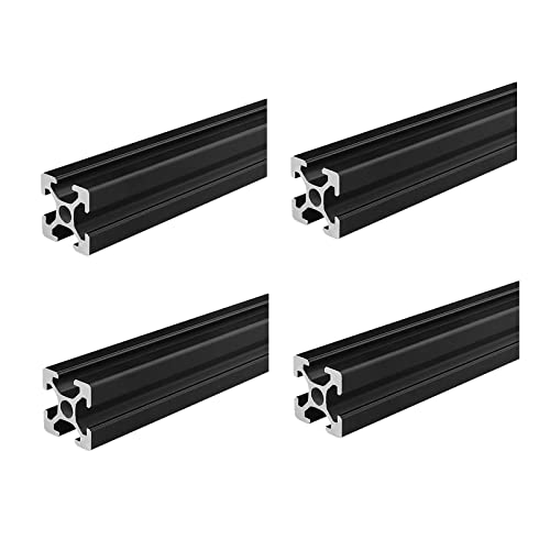 AluProfil 2020 Aluminium Profile 250 mm T Type Black Aluminium Profiles 20 x 20 European Standard Anodised Linear Rail Extrusion Pack of 4 for DIY 3D Printer and CNC L: 250mm 4-2020T Black