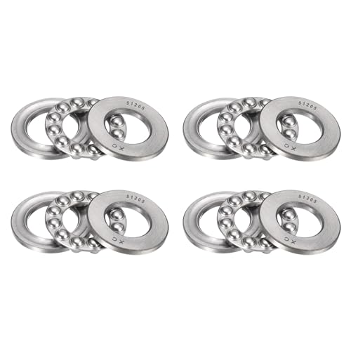 HiPicco Thrust Ball Bearings, 4pcs 51205 Plane Axial Ball Bearing 3-in-1, 25mm x 47mm x 15mm Chrome Steel ABEC3 Single Row Roller